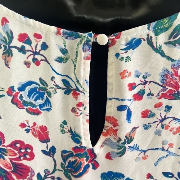 Laundry By Shelli Segal Floral Ruffle SideTie Short Sleeve Top Size L - Picture 9 of 15